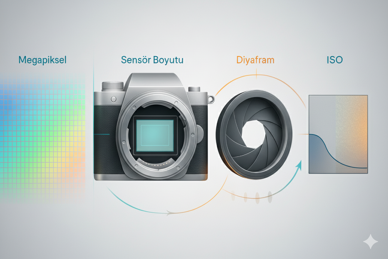 Megapixels, sensor size, aperture, ISO